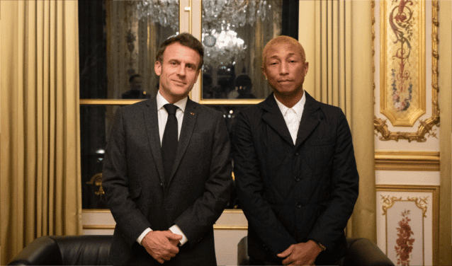 Pharrell Williams s’associe à Emmanuel Macron pour les Pièces Jaunes